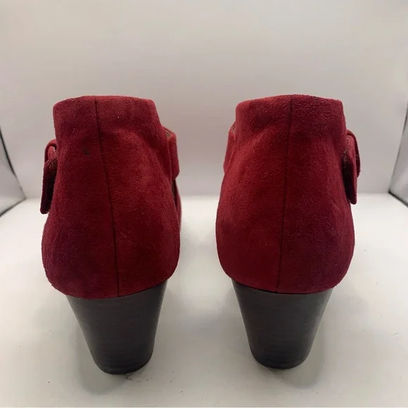 Eileen fisher open toe wedge sandals suede leather ankle strap red size 7.5M Red - Picture 6 of 10